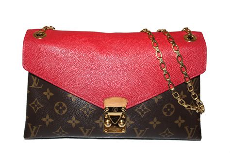 louis vuitton red and brown purse|Louis Vuitton with red trim.